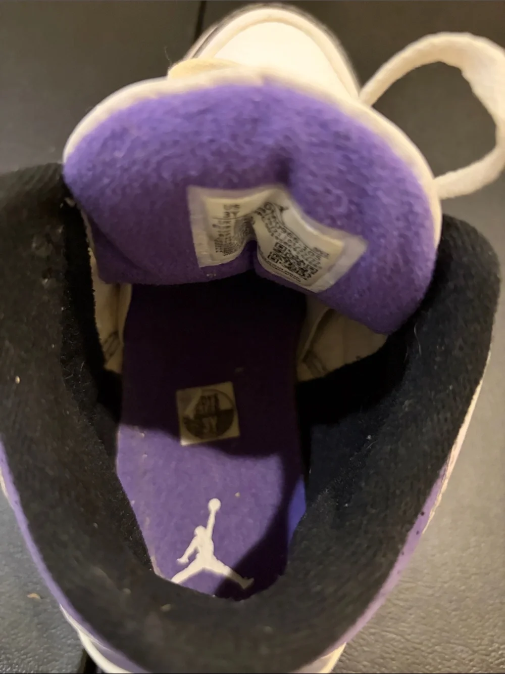 Jordan Kids White & Black Retro Sneaker with Elephant Print